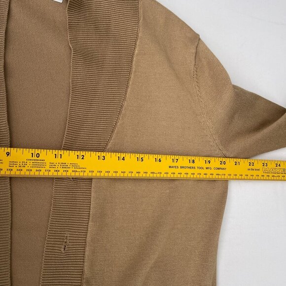 Paul Jones Open Front Cardigan Sweater Pockets Lightweight Knit Tan Womens M - Picture 9 of 10